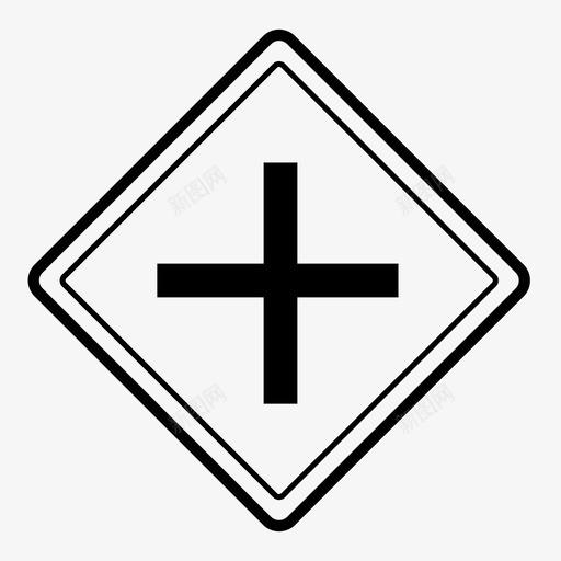十字路口道路标志规则图标svg_新图网 https://ixintu.com 交通 交通标志 十字路口 标牌 街道标志 规则 警告 道路标志 黄色标志