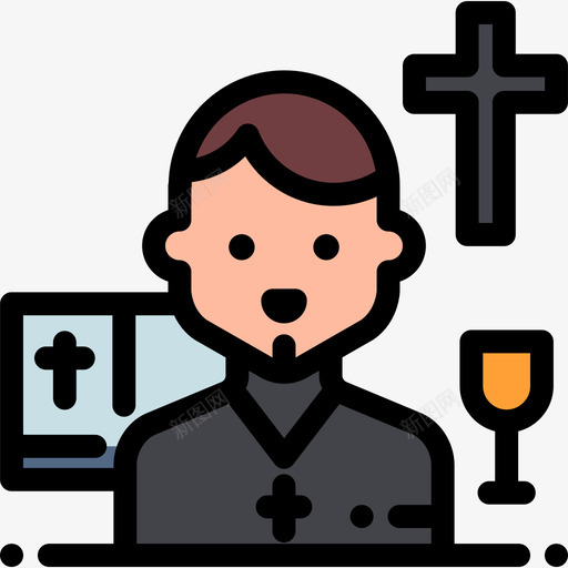 牧师职业和工作6线性颜色图标svg_新图网 https://ixintu.com 牧师 线性颜色 职业和工作6