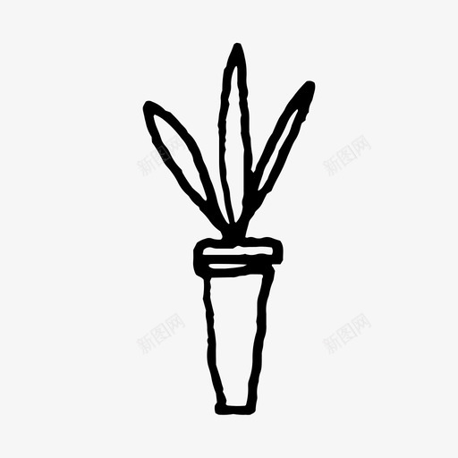 长叶植物手绘罐子图标svg_新图网 https://ixintu.com 手绘 植物 罐子 长叶植物