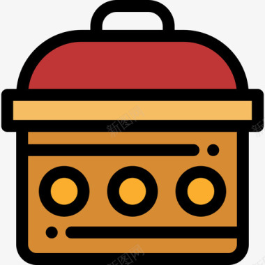 锅烧烤派对4线性颜色图标图标