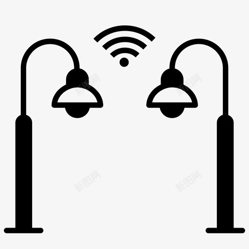 路灯物联网信号图标svg_新图网 https://ixintu.com wifi 信号 无线 物联网 物联网字形 路灯