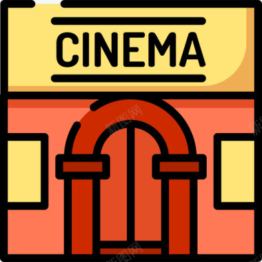 电影院电影院12线性颜色图标图标