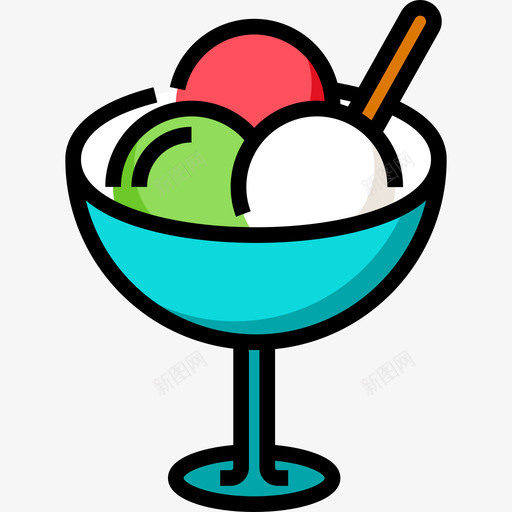 冰淇淋夏季食品饮料4线性颜色图标svg_新图网 https://ixintu.com 冰淇淋 夏季食品饮料4 线性颜色