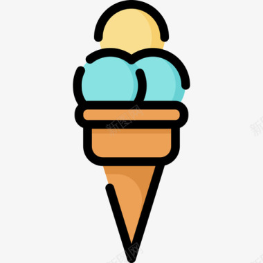 冰淇淋生日2线性颜色图标图标