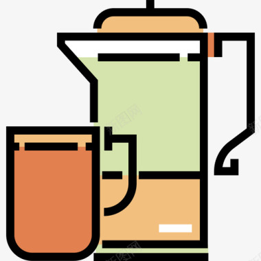 咖啡商务19原色图标图标