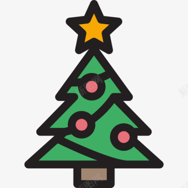 圣诞树假日线性颜色图标图标