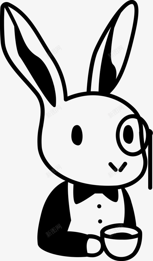 兔子蝴蝶结可爱图标svg_新图网 https://ixintu.com 兔子 单片眼镜 可爱 白色 童话 茶 蝴蝶结