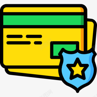 信用卡安全8黄色图标图标