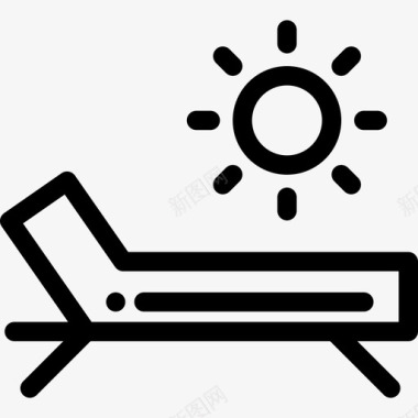 日光浴床水疗15直线型图标图标