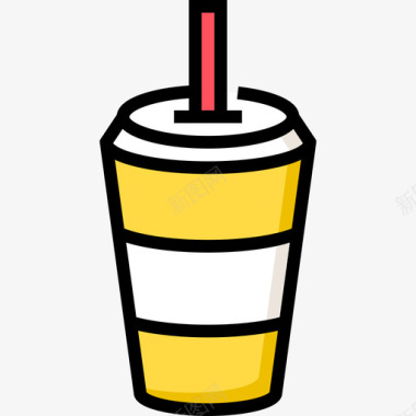 苏打水夏季食品饮料4线性颜色图标图标