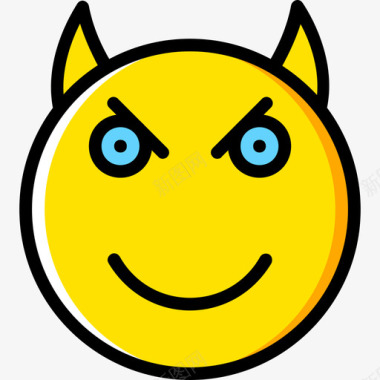 恶魔表情符号15黄色图标图标