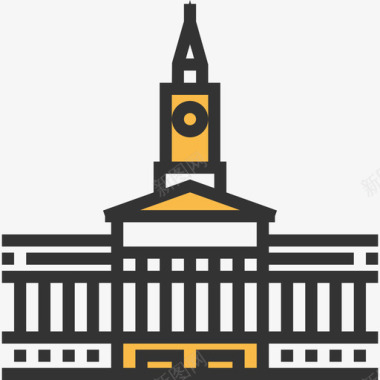布里斯班市政厅地标13黄影图标图标