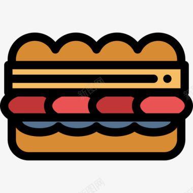三明治烧烤派对4原色图标图标
