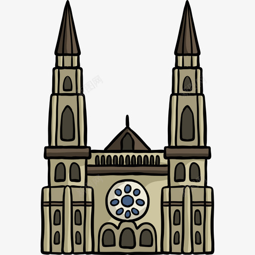 沙特尔大教堂世界纪念碑色彩图标svg_新图网 https://ixintu.com 世界纪念碑 沙特尔大教堂 色彩
