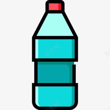 瓶夏季食品饮料4线性颜色图标图标