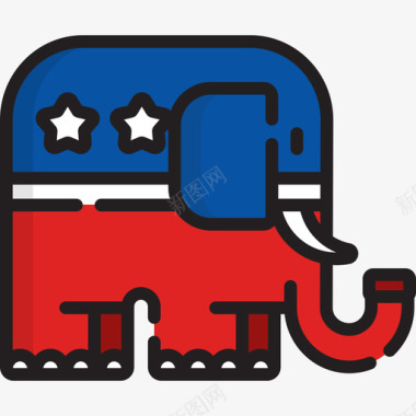 共和党美国4线性颜色图标图标