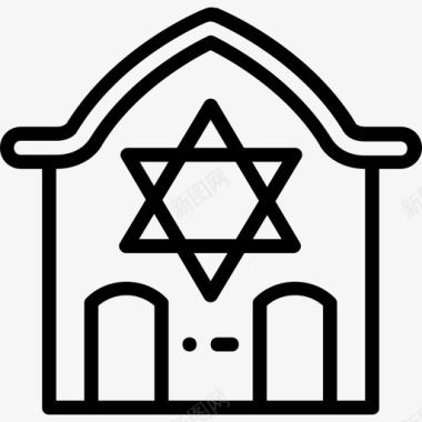 犹太教堂宗教7直系图标图标