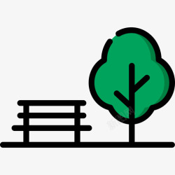 公园里公园里动物园里线性颜色图标高清图片