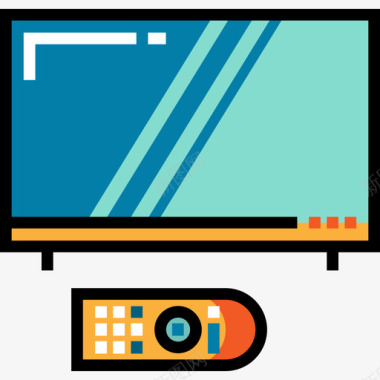 电视通信44线性彩色图标图标