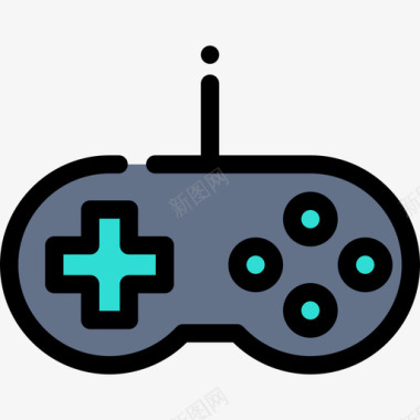 游戏控制器游戏7线性颜色图标图标