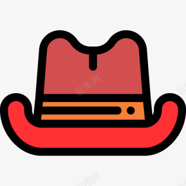 牛仔帽美国8线性颜色图标图标