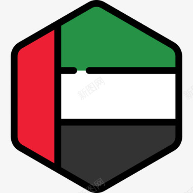阿联酋国旗系列5六边形图标图标