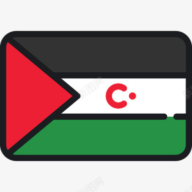 阿拉伯撒哈拉民主共和国旗帜收藏4圆形矩形图标图标
