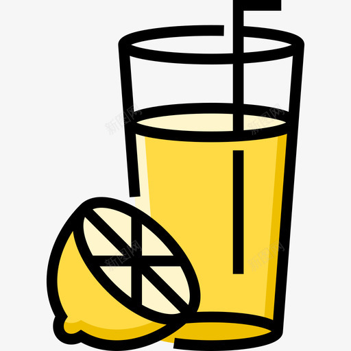 柠檬水夏季食品饮料4线性颜色图标svg_新图网 https://ixintu.com 夏季食品饮料4 柠檬水 线性颜色