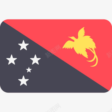 巴布亚新几内亚国际国旗6圆形矩形图标图标