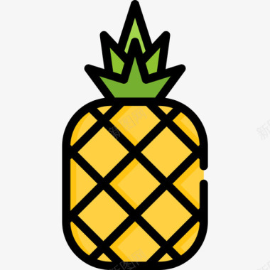 菠萝暑假5线性颜色图标图标