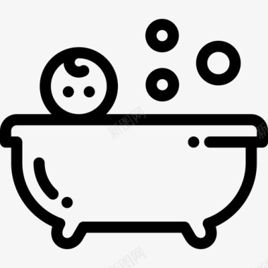 浴缸婴儿淋浴2线性图标图标