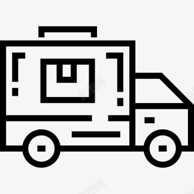 运输卡车装运和交付3直线图标图标