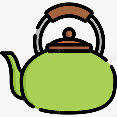 茶壶日本14线型颜色图标图标