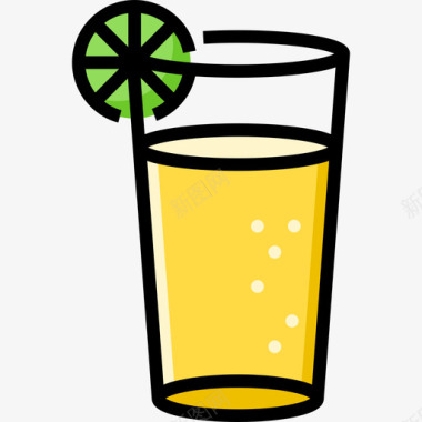 柠檬水夏季食品饮料4线性颜色图标图标