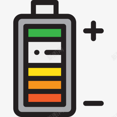 电池能量9线性颜色图标图标