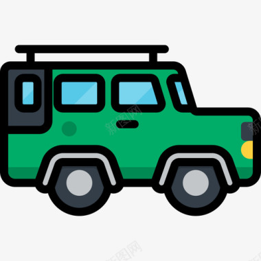 吉普车运输32线性颜色图标图标