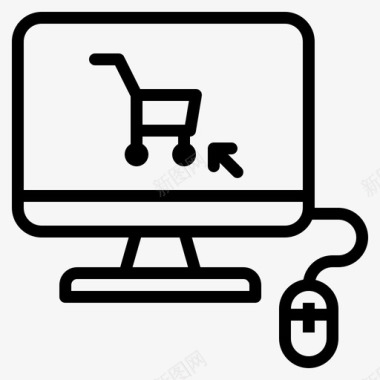 网上购物电子商务显示器图标图标
