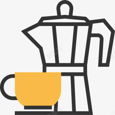 咖啡机商务用品黄影图标图标