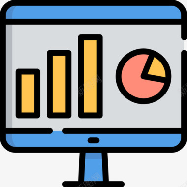 监视器办公室31线性颜色图标图标