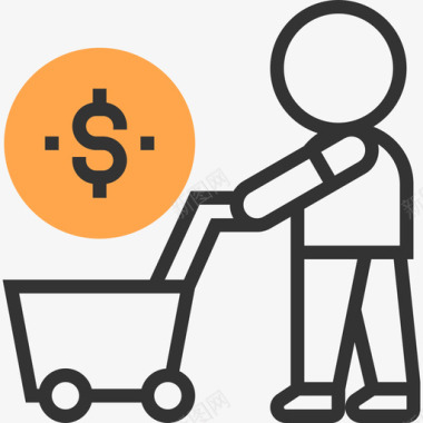 购物车金融自由黄影图标图标
