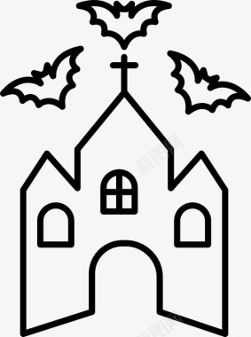 教堂蝙蝠恐怖图标图标