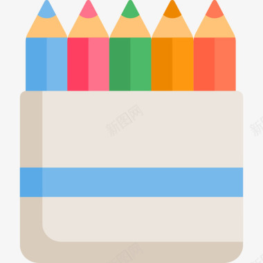 彩色铅笔创意工具9扁平图标图标