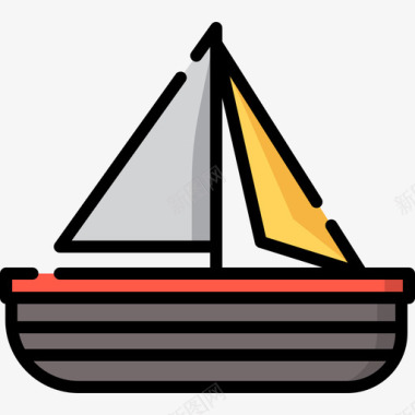 帆船运输39线型颜色图标图标