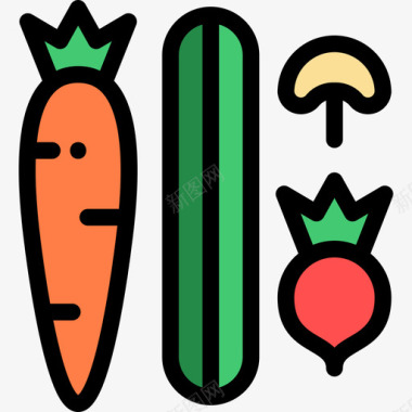 蔬菜感恩节57线形颜色图标图标