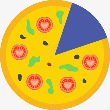 披萨食物43扁平图标图标