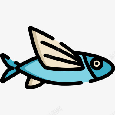 飞鱼动物29线形颜色图标图标