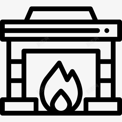 壁炉复古装饰15线形图标svg_新图网 https://ixintu.com 壁炉 复古装饰15 线形
