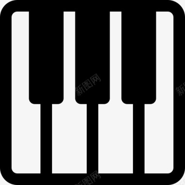 钢琴音乐和声音3线性图标图标