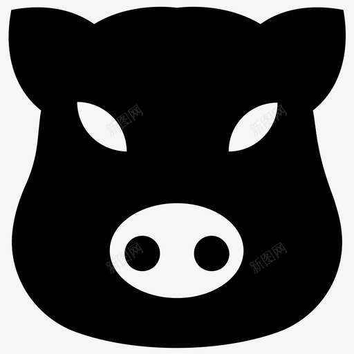 猪脸动物动物脸图标svg_新图网 https://ixintu.com 动物 动物脸 狩猎实心图标 猪脸 野猪脸
