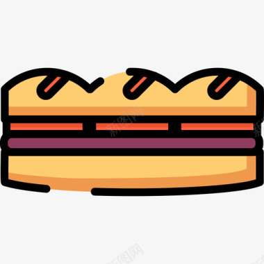 三明治野餐6线性颜色图标图标